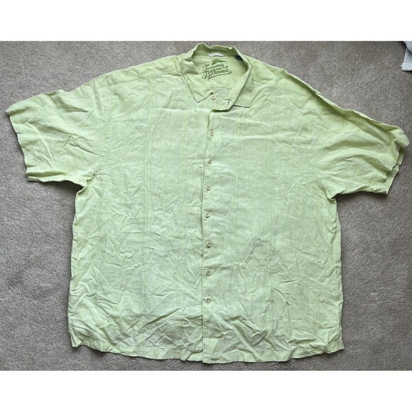 Tommy Bahama Linen Shirt Men 4XB Guayabera Button Down Green Relax Casual Beach - Picture 1 of 7